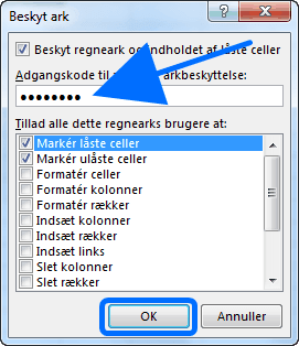 password beskyttelse af excel